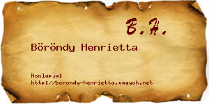 Böröndy Henrietta névjegykártya